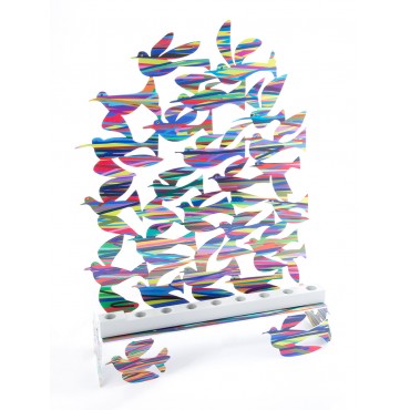 Hanukkah Menorah Sculpture - Flight (Double Sided) by David Gerstein